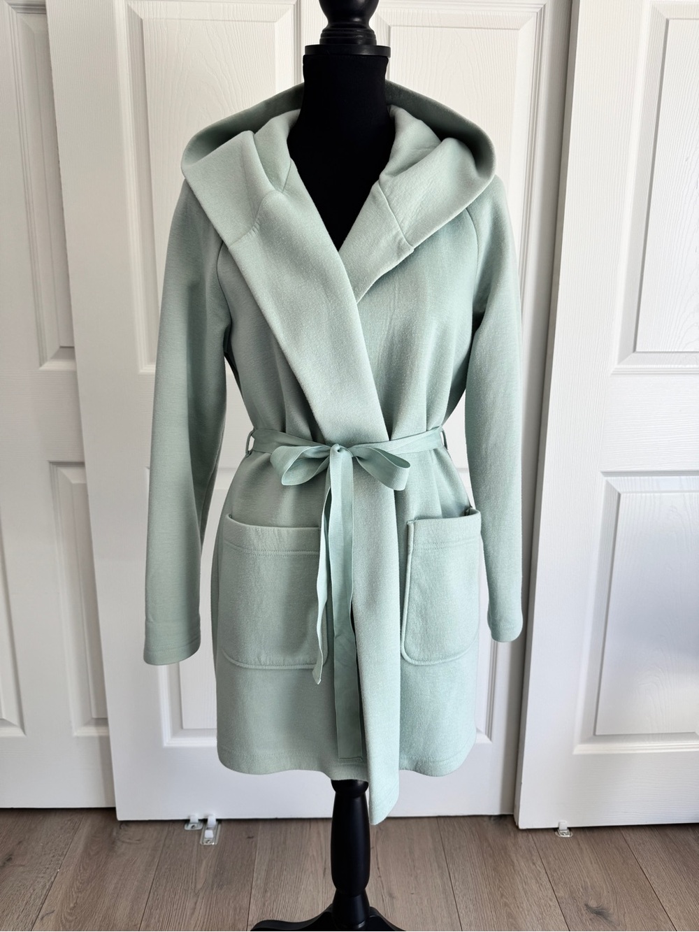 Le Jour Light Mint Cotton Hooded Wrap Coat – Size 36 (US 4/S)